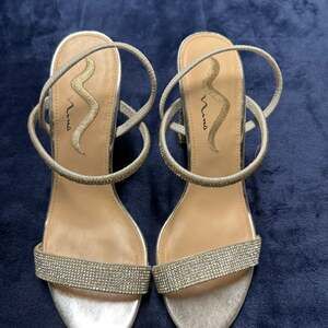 Nina Sanchia Metallic Rhinestone Slingback Sandals